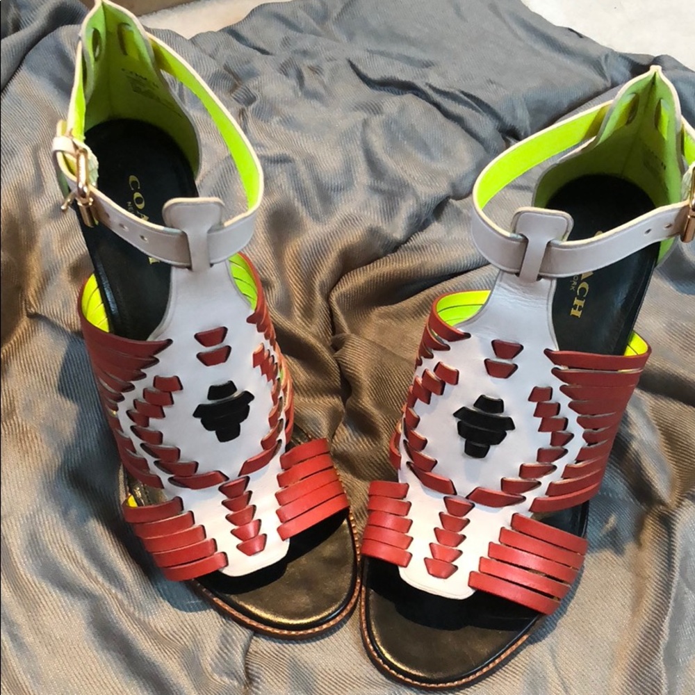 Coach wooden stacked heel